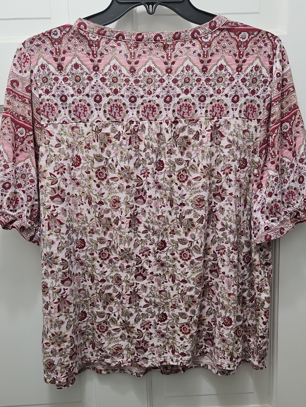 Lucky Brand Pink Floral Button-Up Peasant Top - Picture 5 of 9
